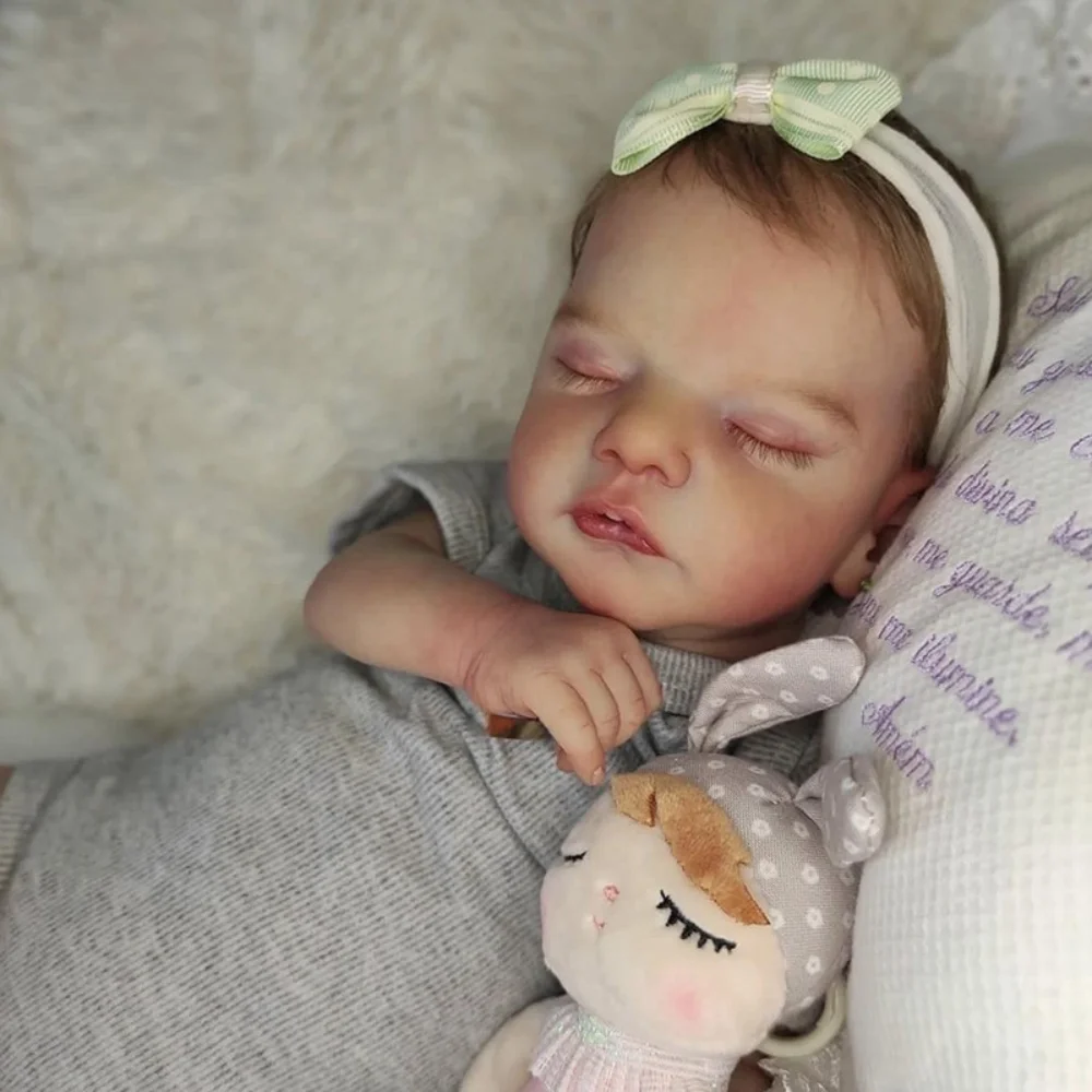 

45cm Reborn Baby Doll Sam Sleeping Baby Lifelike Baby Bebe Reborn 3D Skin with Many Details Veins Reborn Dolls Toys for Kids