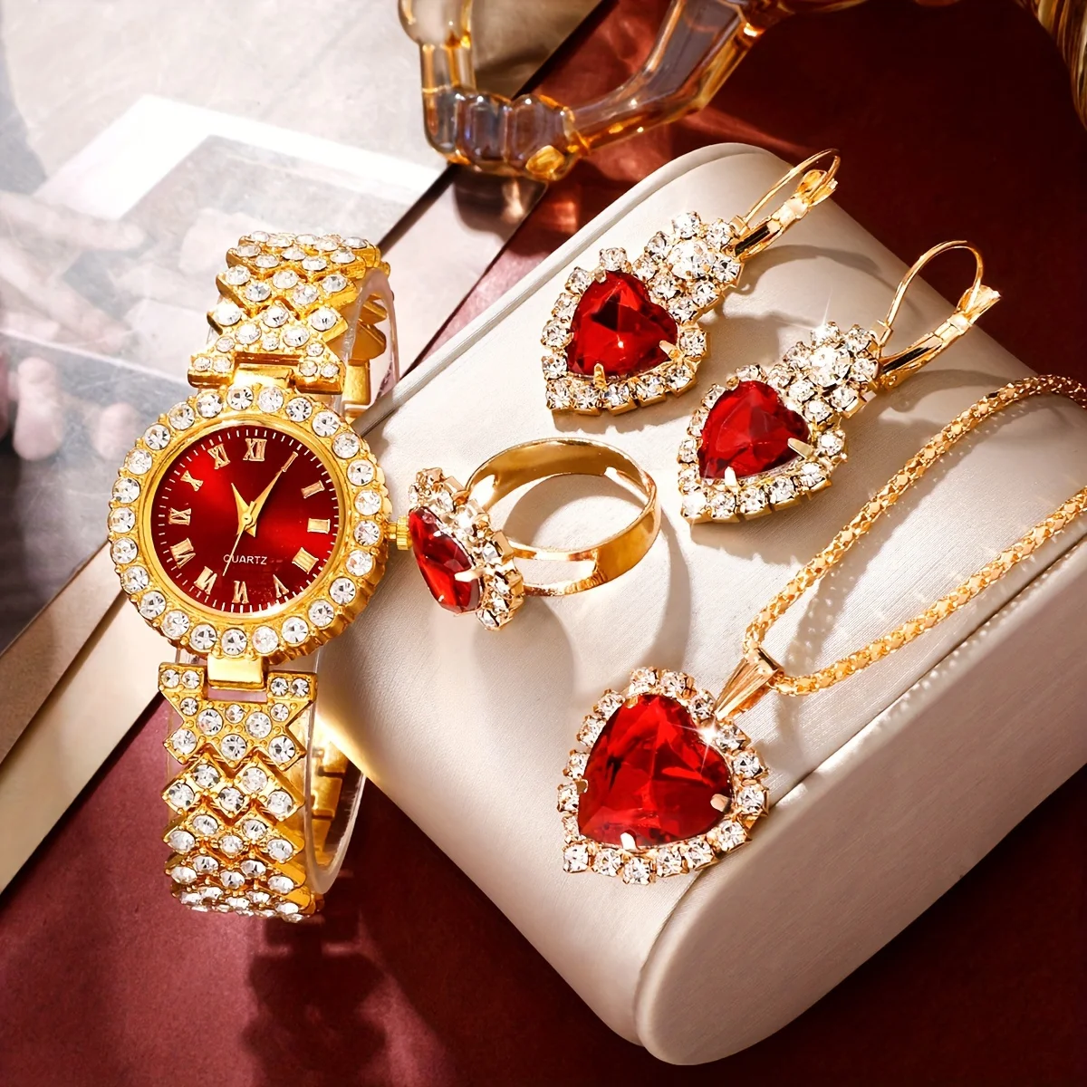 Womens Fashion Diamond Roman Dial Quartz Watch Stainless Steel Strap