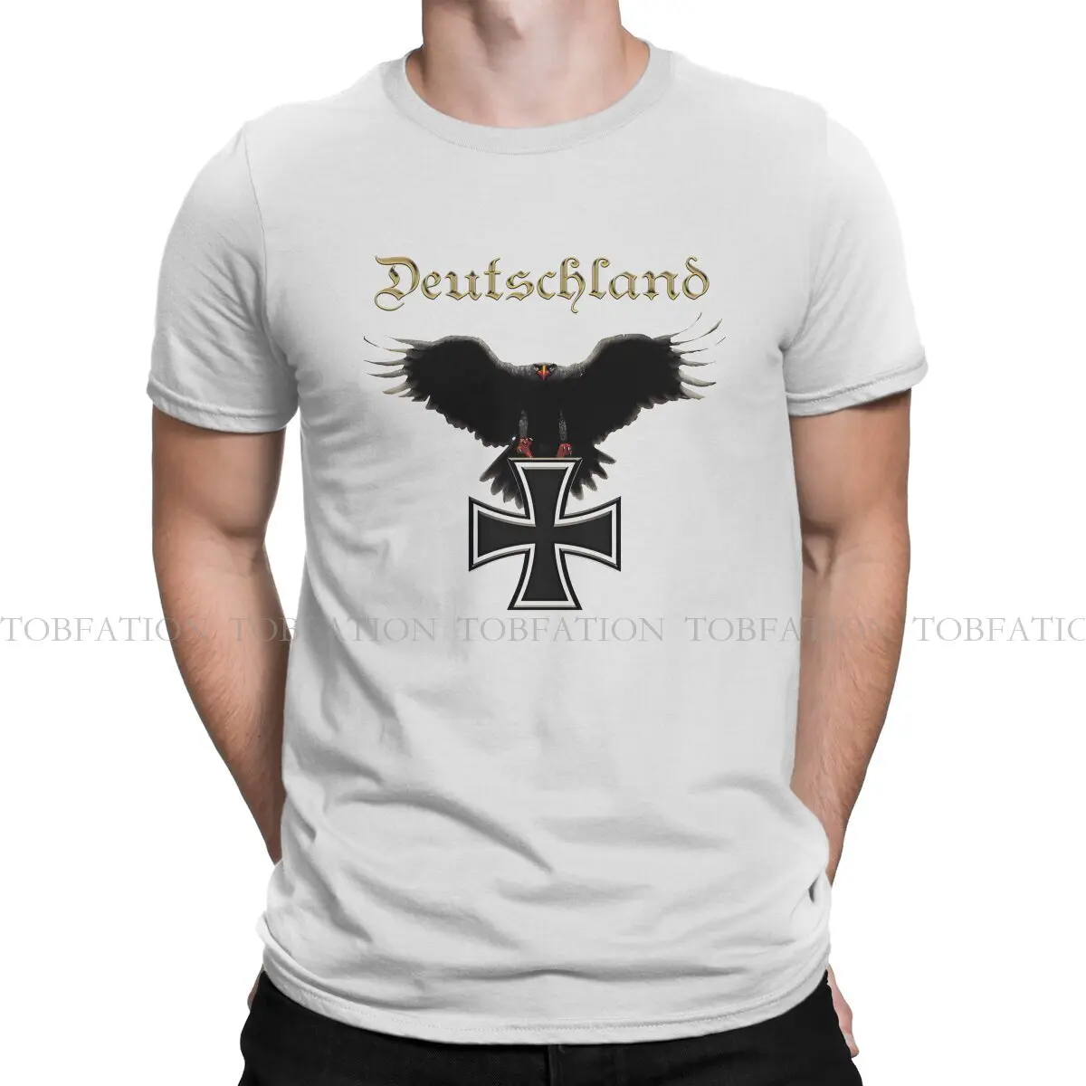 Maglietta Tedesca Eagle O Neck Iron Cross Fabric Basic T Shirt Uomo Top Individualità