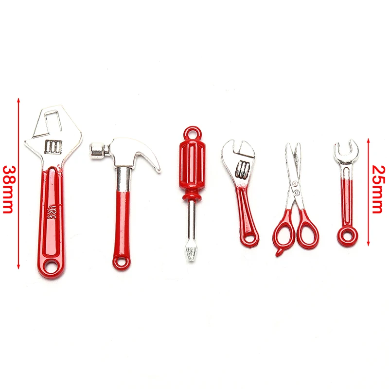 6Pcs Dollhouse Miniature Repair Kits Accessories Miniature Hammer Wrench Doll House Furniture Decoration 6