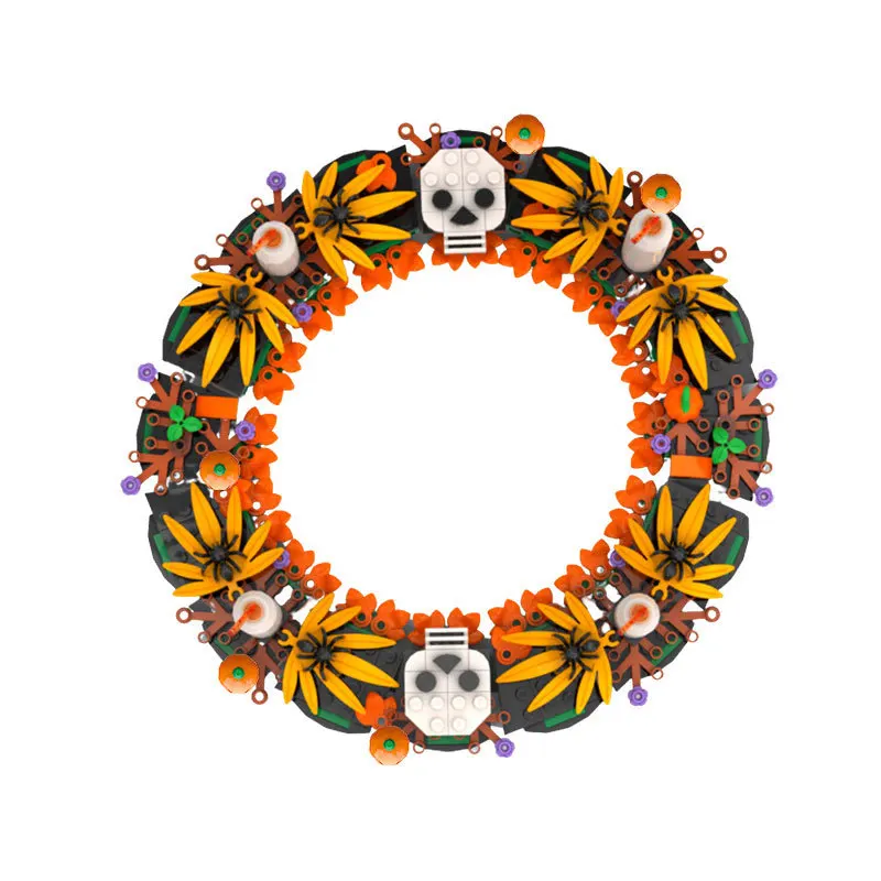 

Halloween MOC Skeleton Candle Creative Wreath Pendant Decoration Building Blocks Bricks Toys Kids Gifts Compatible With LEGO