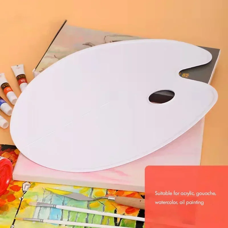 Classic White Paint Tray High Grade Nonstick Palette Large Palette with Thumb Hole DIY Painting Art Students School Supplies