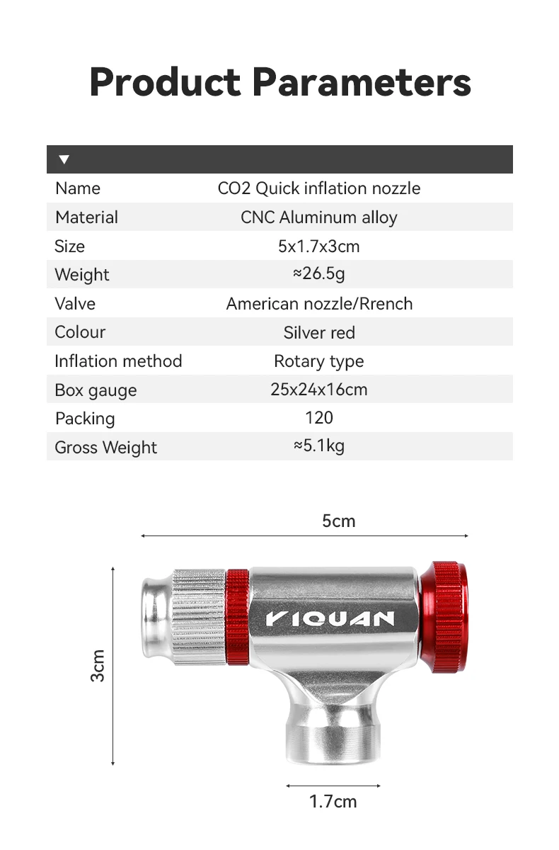 CO2 Fahrrad Reifen Inflator CO2 Pumpen Inflator Kopf Aluminium Legierung Fahrrad Reifen Pumpe Werkzeug Mini Fahrrad CO2 Pumpe Fahrrad Zubehör – Detail 2