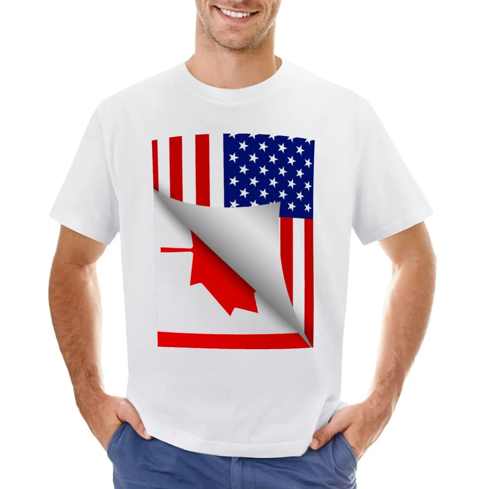 

Canadian American Flag T-Shirt plus sizes animal prinfor boys men t shirt