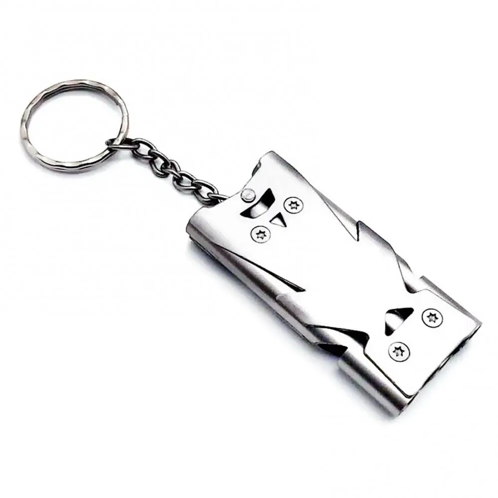 Portable Triple Pipe 180 Decibel Whistle Dual-tube Survival 150 Db Whistle Stainless Steel Safety Keychain Multi Tool