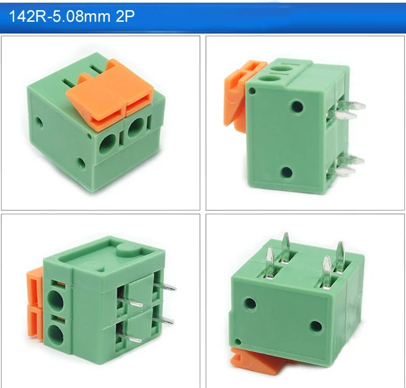 Wire Connectors 100pcs 142V 142R 5.08mm/0.2" Side/TOP Entry 2P3P4P6P8P10P 141V 141R FFKDSA1/V-2.54mm/0.1" PCB Spring Terminal Block Connector wire connectors,din rail terminal block
