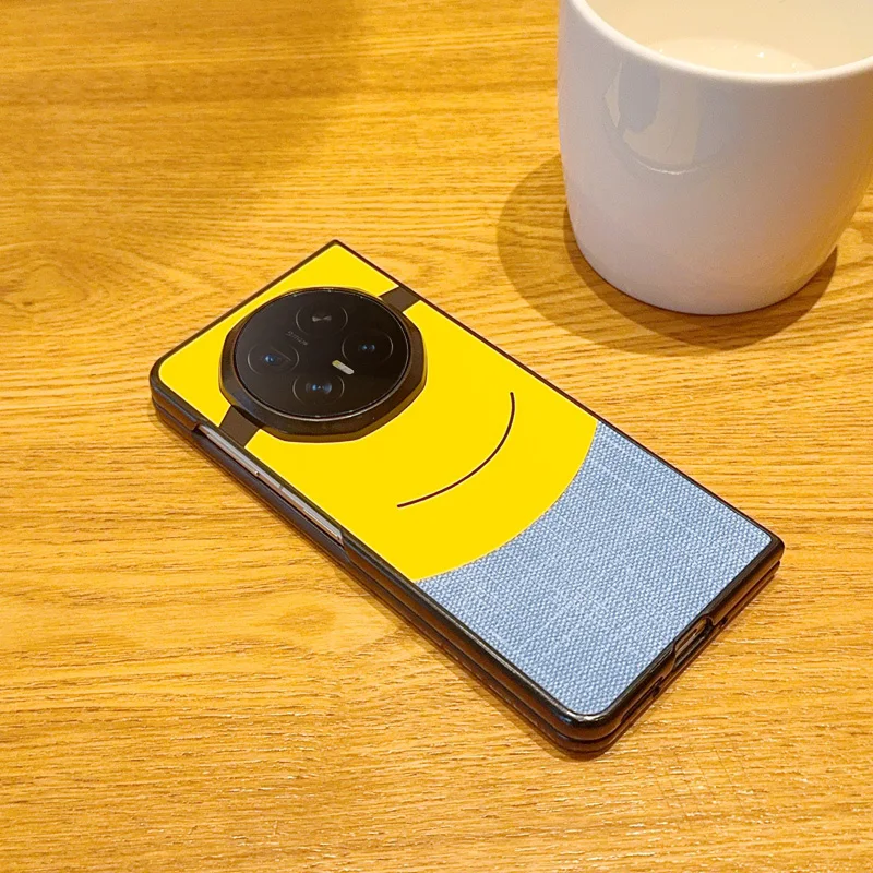 Big Eye Yellow Pattern Leather Shockproof Foldable Phone Case