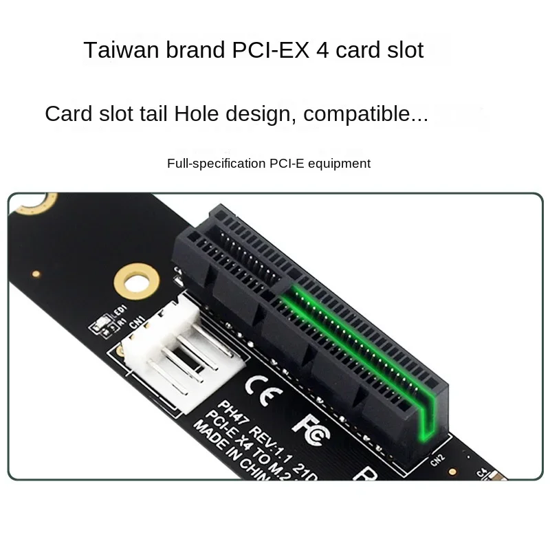 Newest NGFF M.2 To PCI-E 4X Riser Card M2 M Key To PCIe X4 Adapter with LED Indicator SATA Power Riser for Bitcoin Miner Mining