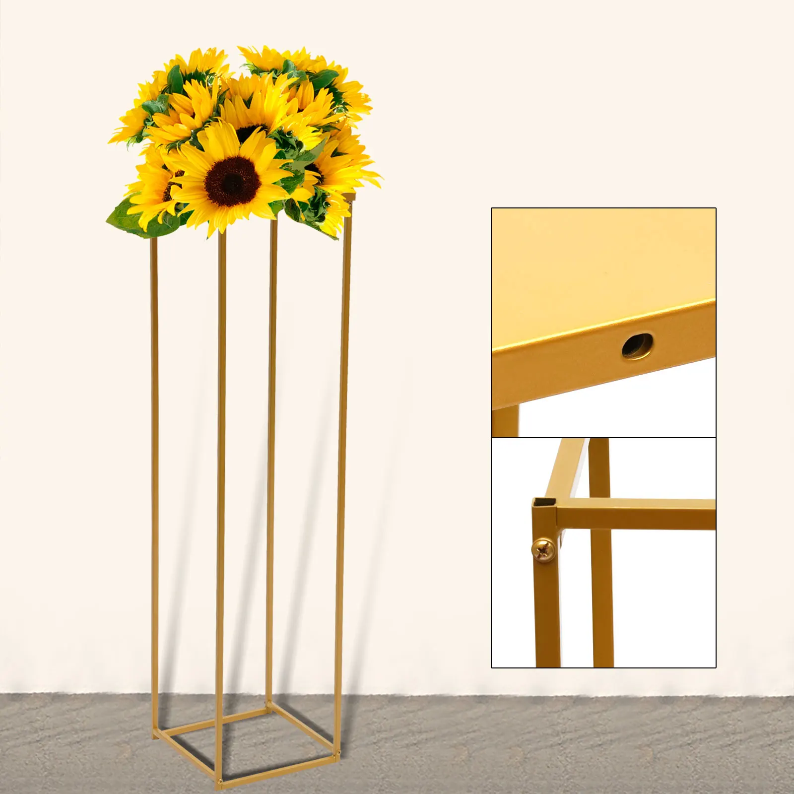 100cm Gold Flower Stand Rack Floral Holder Iron Art Geometric Column Vases Stand Wedding Party