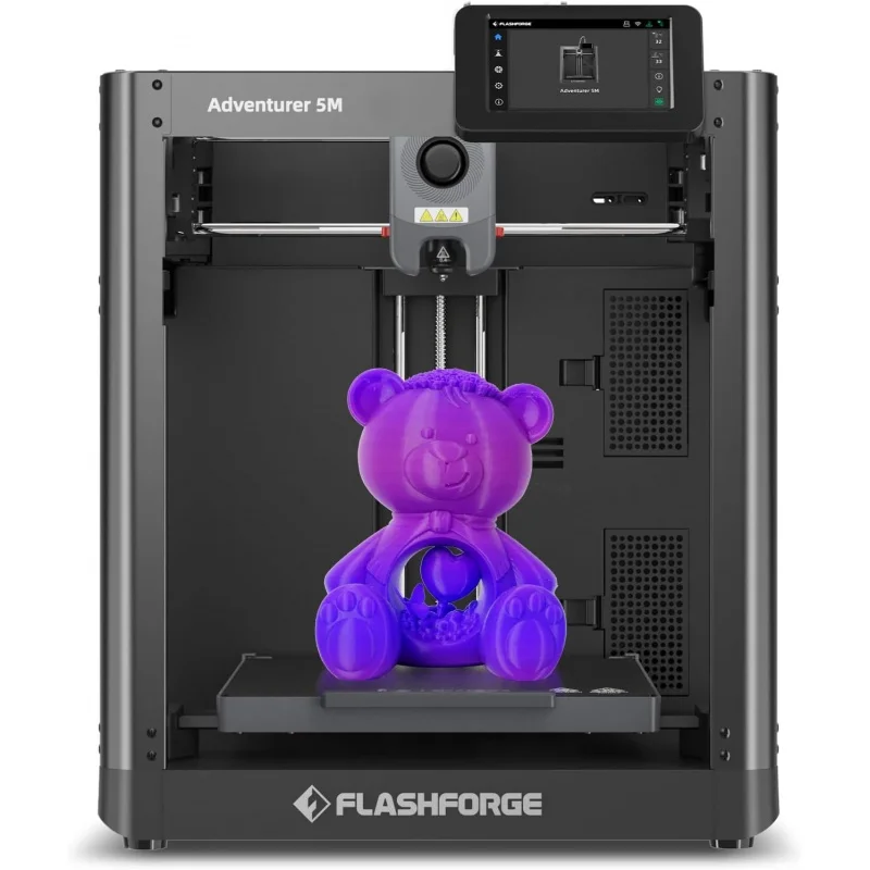 

FLASHFORGE Adventurer 5M 3D Printer with Fully Auto Leveling, Max 600mm/s High Speed Printing, 280°C Direct Extruder with 3S Det