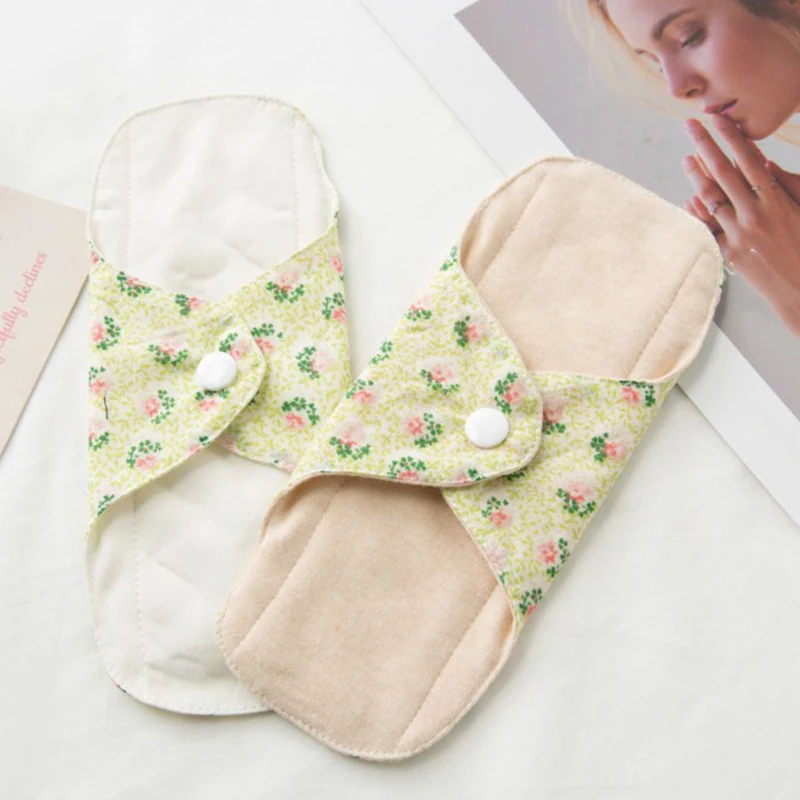 2Pcs Maandverband Herbruikbare Vrouwelijke Handdoeken Menstruatie Volwassen Luier Katoen Pads Zachte Servet Wasbaar Slip Protector Panty Liners