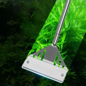 Fish Tank Cleaning Tool Stainless Steel Aquarium Algae Scraper Flat Sand Dual-use Glass Algae Removal Scraper Aquarium Cleaning