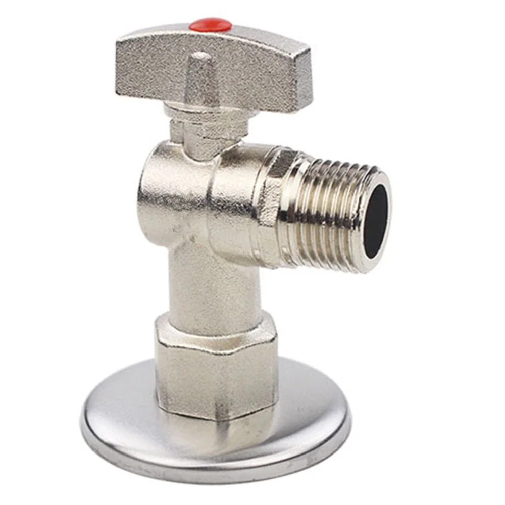 Full Copper Thickening 4 Points Female Thread Angle Valve Large Flow Rate 1/2 Thread Triangle Valve Right Angle Ball