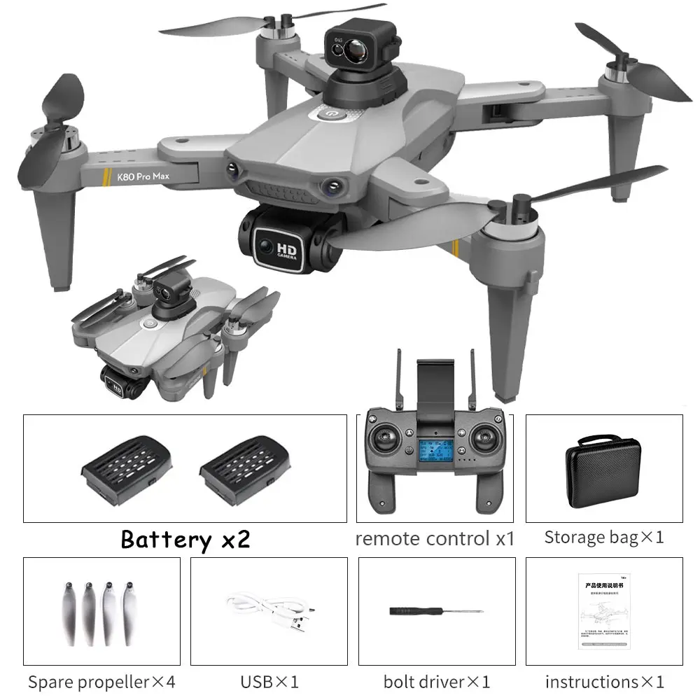 RC Quadcopter medium K80 MAX GPS 5GHz RC Drone 8K Multifunction Professional Obstacle Avoidance Dual HD Camera Brushless Motor Quadcopter Toys Boy rc quadcopter with camera RC Quadcopter