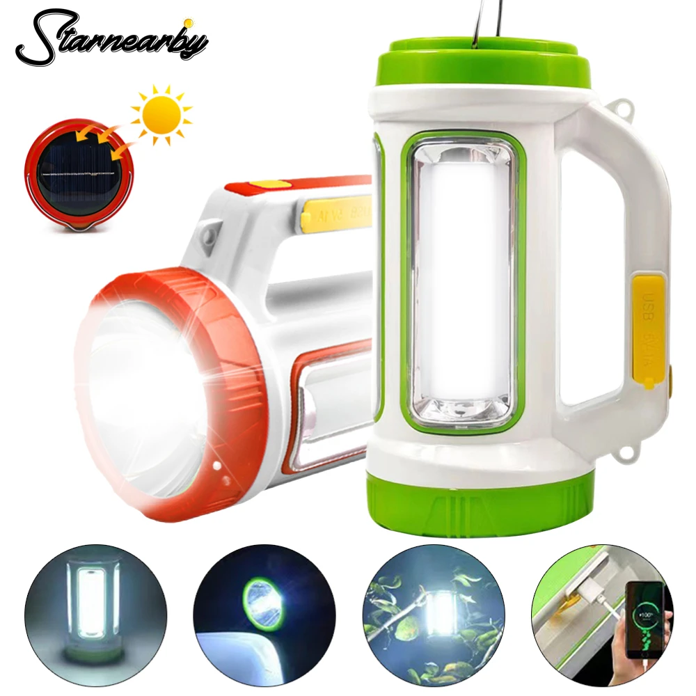 LED Solar Rechargeable Emergency Lights 20W 40W 60W Outdoor Camping Lamp  Hook Tent Light Home Repair Emergency Flashlight - AliExpress