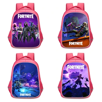 16 Inch Red Fortnite Cartoon Backpack with Double Zipper - School Bag for Boys Girls Age 5-10, Unisex Kids Back to School Gift 1