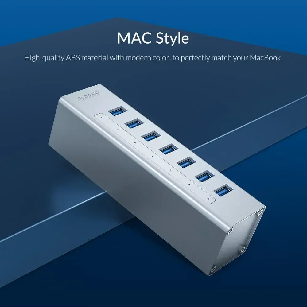 ORICO Aluminum 7 Ports USB 3.0 Hub Multi USB Splitter Dock Station with USB Charge Power for Laptop Accessories MacBook Splitter 6