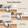 4 Slice Toaster Touch Screen 1.5" Long Slot Stainless Steel Smart Bread Toaster for Bagel Muffin Waffle Gluten Free Breads Timer 6