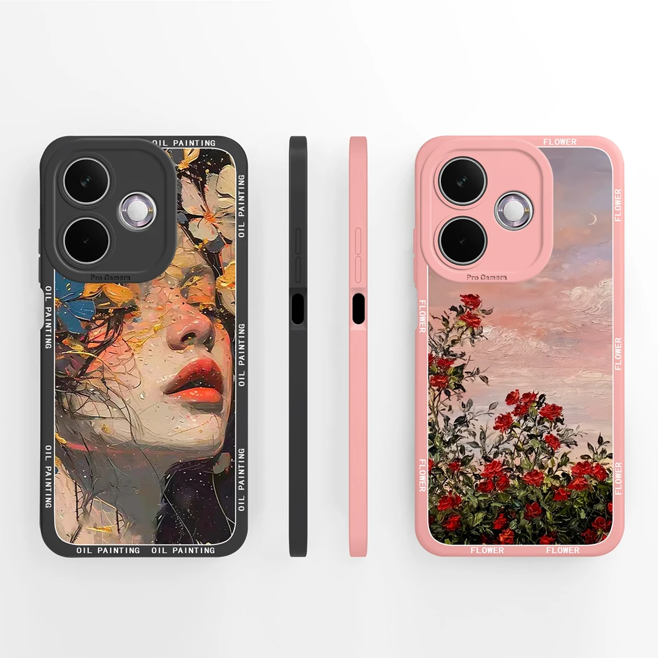 Artistic Oil Painting Flower Silicone Soft Protective Phone Case