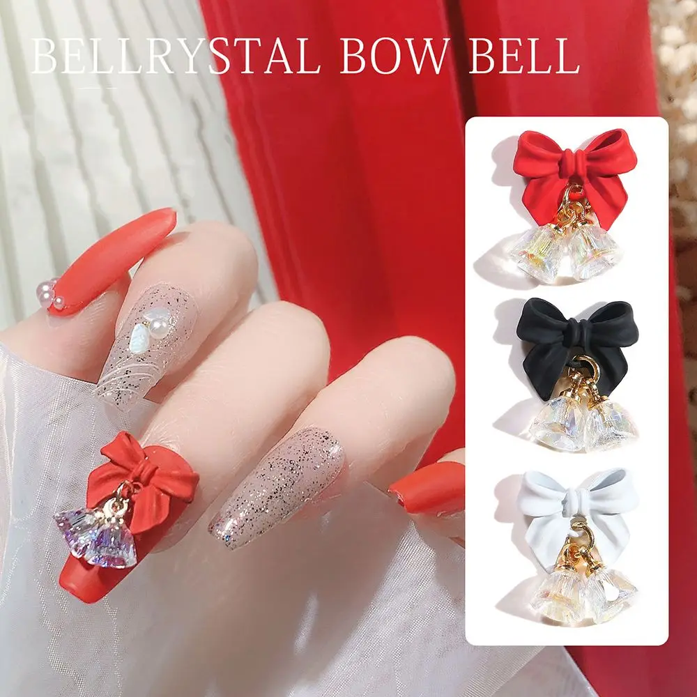 

Flash Ins Style Crystal Bells Manicure Tool Bowknot Bow Crystal Pendant Nail Art Decoration New Year Nail Art DIY Nail Jewelry