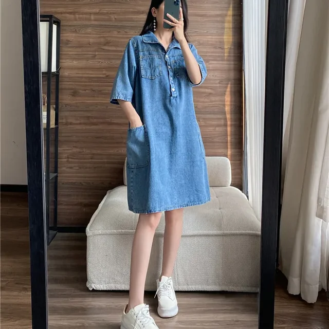 Vestido vaquero informal holgado para mujer, novedad de verano