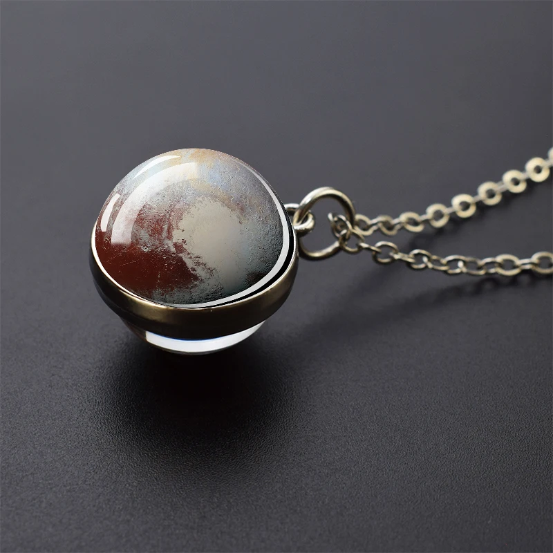 Celestial Galaxy Pendant Necklace – Double-Sided Glass Ball Astronomy Jewelry Gift