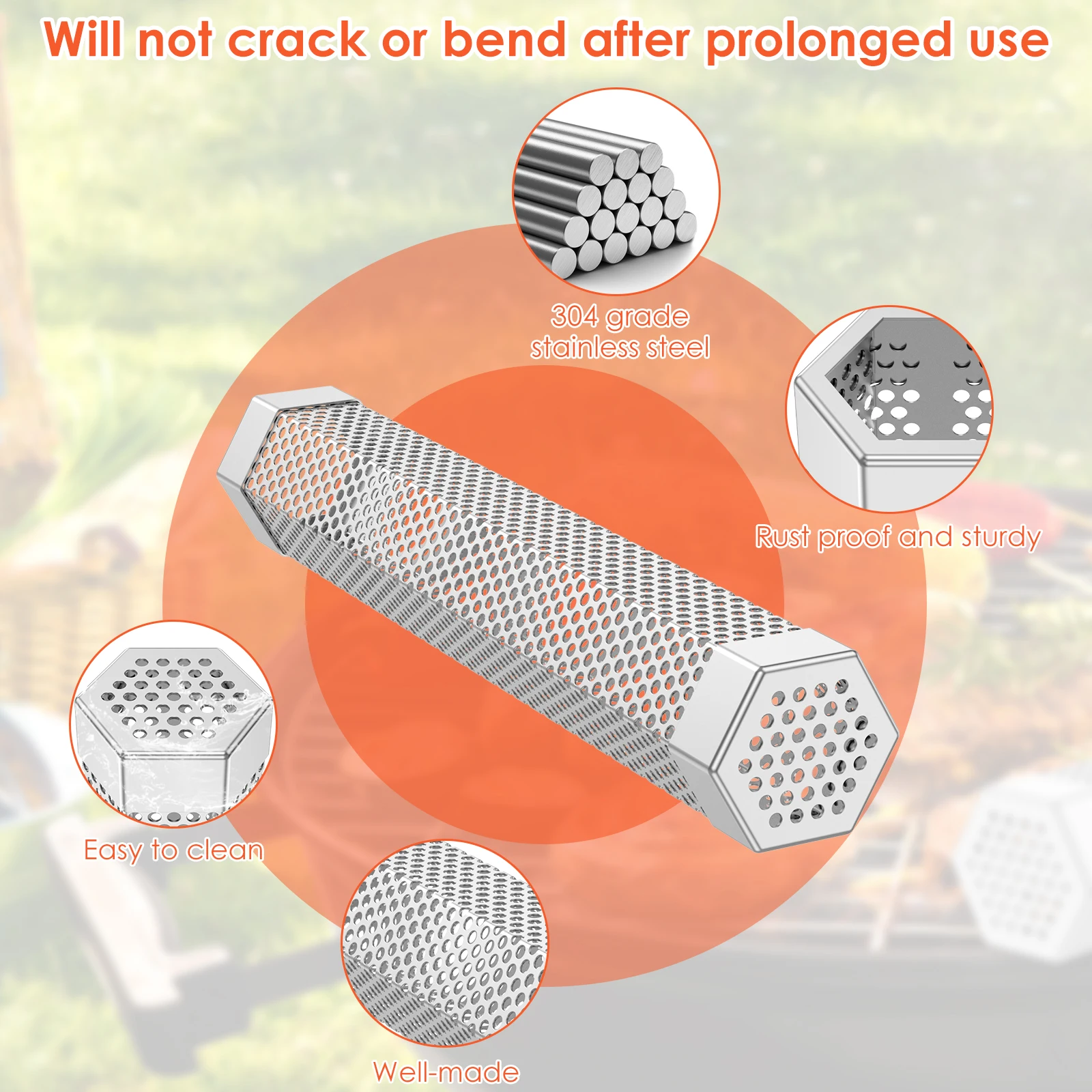 2 Pcs Pellet Smoker Tube Stainless Steel Hexagon Smoker Tube Efficient Smoking Heat Resistant Grill for Hot