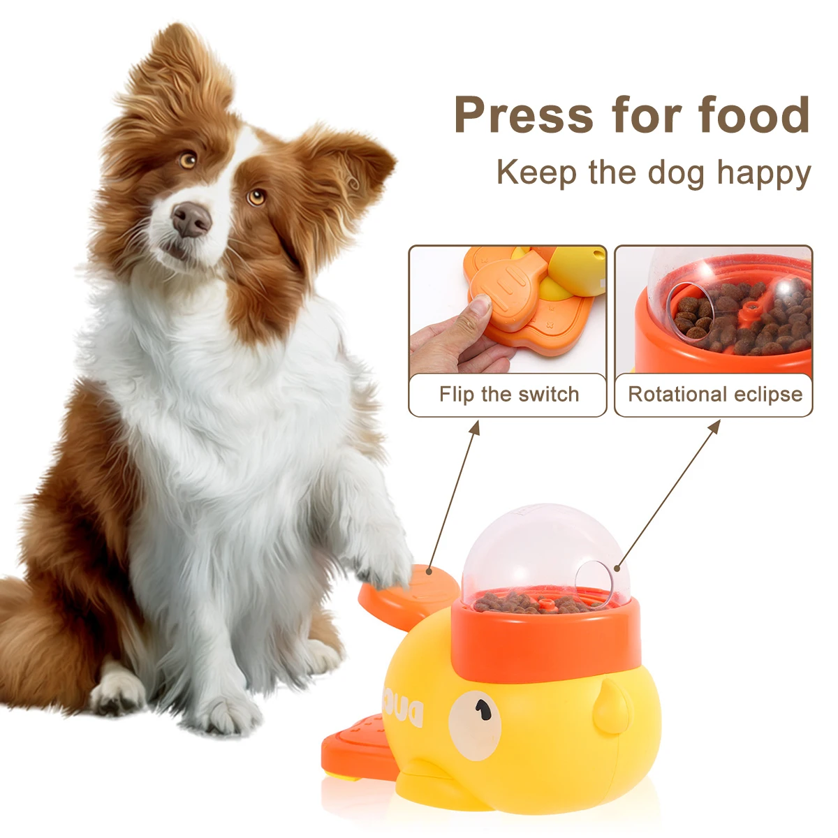 Automatic Pet Feeder for Dogs Cats Food Dispenser with Leak Proof Design Fun Human Pet Toys Yellow Duck Feeding Supplies 2