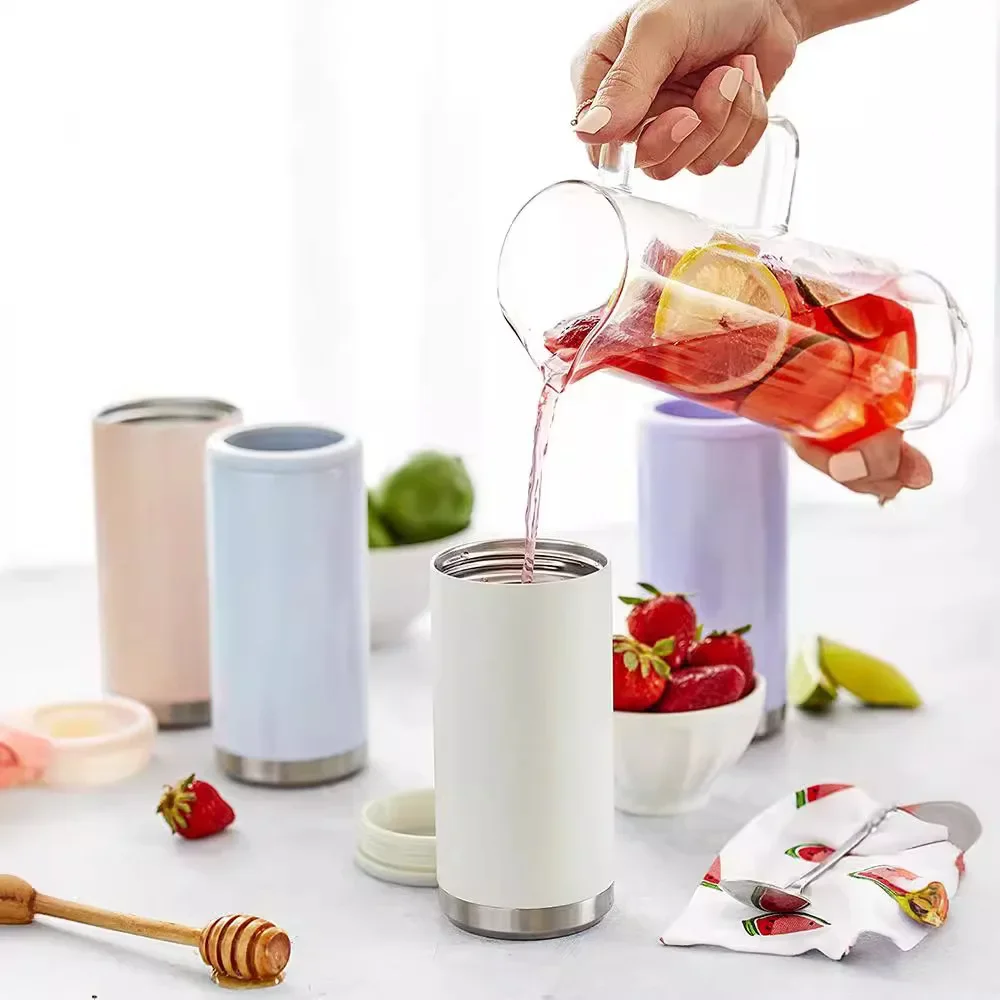 Double Walled Can Cooler 12oz Can Cooler Universal Stainless Steel Insulated Mug Lightweight Efficient Beverages Can Cooler For Home Outdoor
