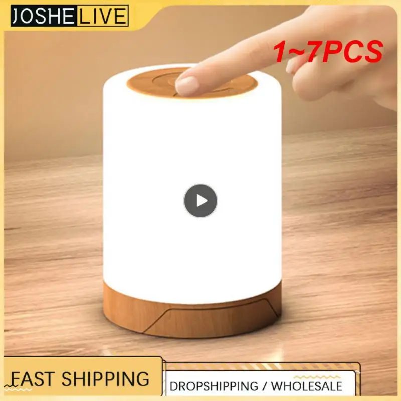 

1~7PCS Touch Control Night Light With Hanging USB Rechargeable Dimmable RGB Night Light Bedroom Bedside Ambient Table Lamp With