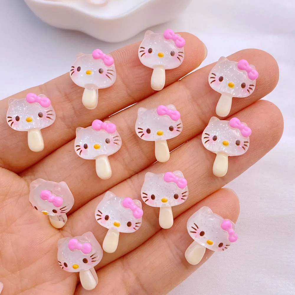 Cute Mini Resin 11*15mm Little Shiny Cat Popsicle Series Flatback Ornament Jewelry Making Manicure Hairwear Accessorie 20Pcs resin jewelry accessories