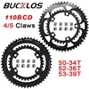 BUCKLOS Bicycle Chainwheel 110BCD Bike Crown Chain Ring Road Bike Double Chainring 50-34T 52-36T 53-39T 4/5 Claws Tooth Plate 1