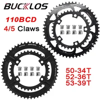 BUCKLOS Bicycle Chainwheel 110BCD Bike Crown Chain Ring Road Bike Double Chainring 50-34T 52-36T 53-39T 4/5 Claws Tooth Plate 1