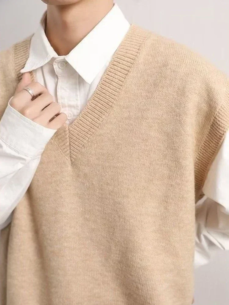 ベスト・ジレ YESEYESEE One Pocket Knitted V-Neck Vest 4FK236 Womens's Relaxed Fit Sweater Vests Jk Uniform V-Neck Vest