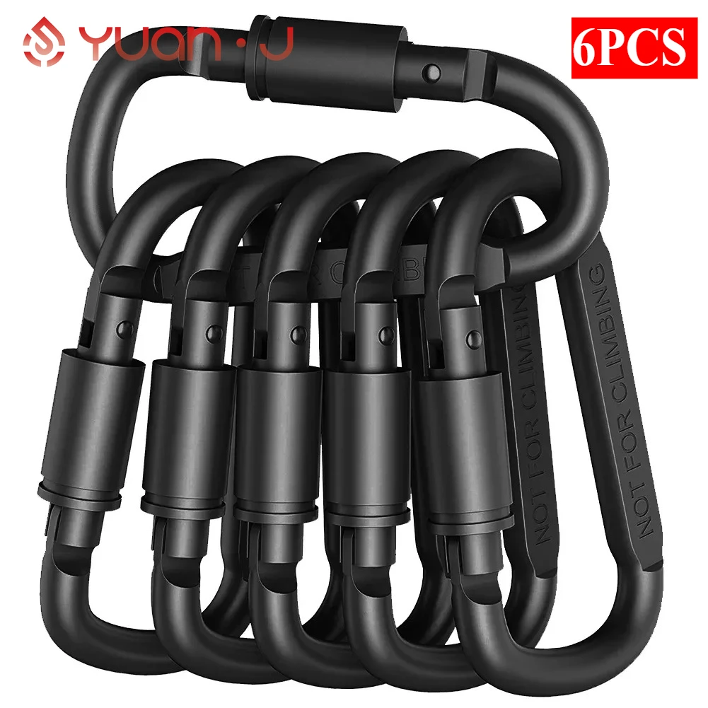 6-Pack Aluminum Carabiner Clips for Camping & Hiking 1