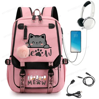 Borsa da scuola per cartoni animati Kawaii Cat Anime Zaino di nuova moda Ritorno a scuola Zaino carino Borse da scuola per studenti universitari Mochila 1