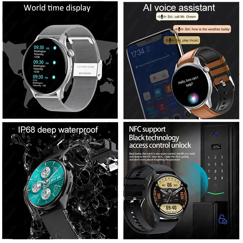 Smart Watch 2025 New NFC Smart Watch Waterproof Sport Fitness Tracker Multifunction Bluetooth Call Smartwatch Men Woman For Huawei Xiaomi