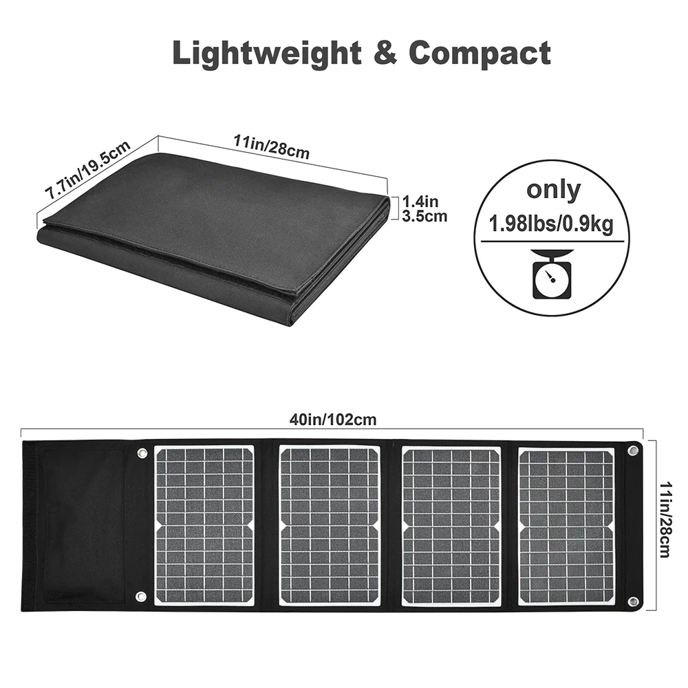 ETFE 단결정 태양 접이식 팩 45W 광전지 유형 C PD USB QC3.0 5V 9V 12V 출력 실외 PV 플레이트 고속 충전기