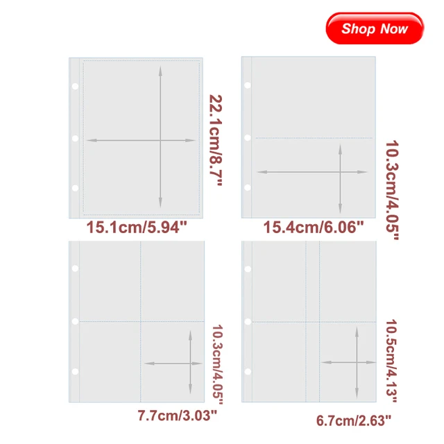 30 Pagine Per Raccoglitore A5 - 120 Tasche 3.5x5 Per Foto E Cartoline, Caricamento Dall'Alto - Foto 11