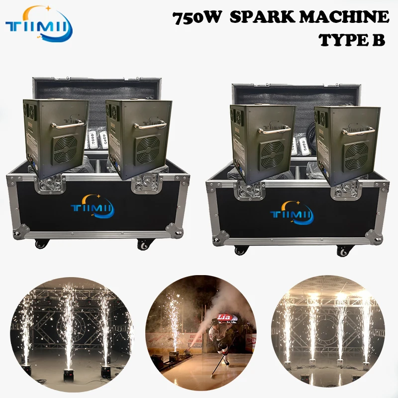 

2 Cases 4 Stage 750w Cold Fireworks Cold Spark Fountain DMX Spark Machine Remote Control for Party Wedding Decoration Fireworks