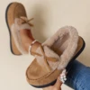 Winter Warm Cotton Slippers Women Faux Fur Thicken Plush Home Slides Woman Comfort Non Slip Indoor Floor Cotton Shoes Snow Boots 2