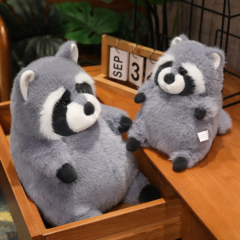 Artificial Fat Raccoon Plush Doll Grey Round Raccoon Animal Plush Toy Super Soft Christmas Gift For Boys And Girls