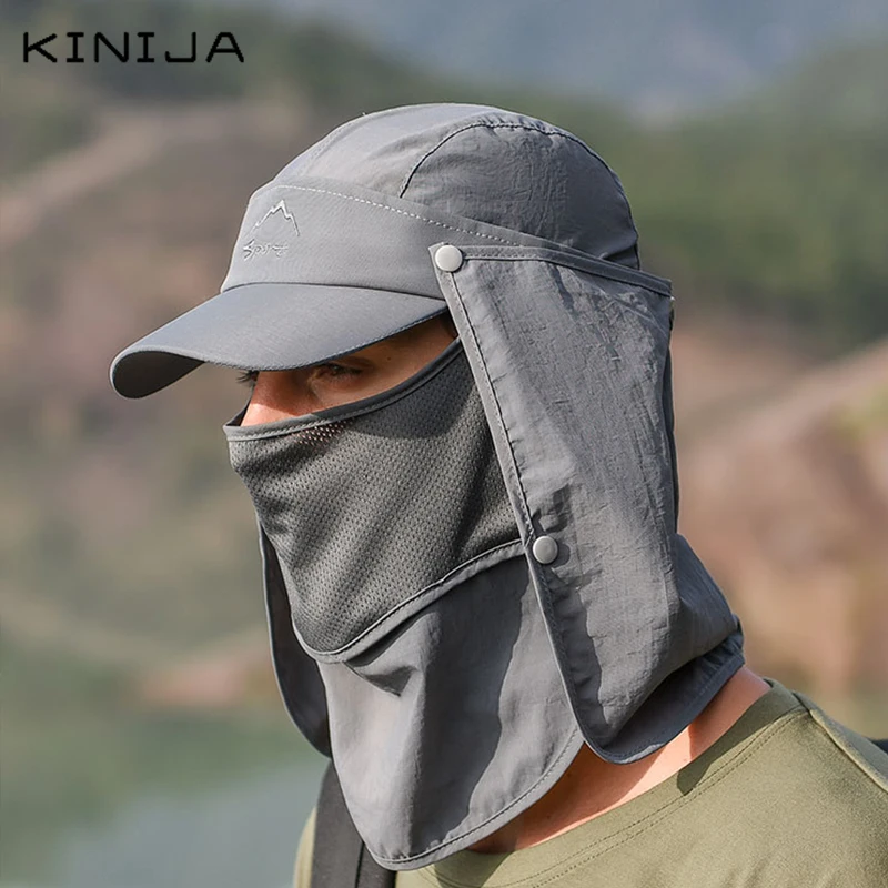 Outdoor Neck Protection Sun Cap Quick Drying Sunshade Hat Fishing Cycling Climbing Men Removable Face Shield Safari Hat Women - Image 2