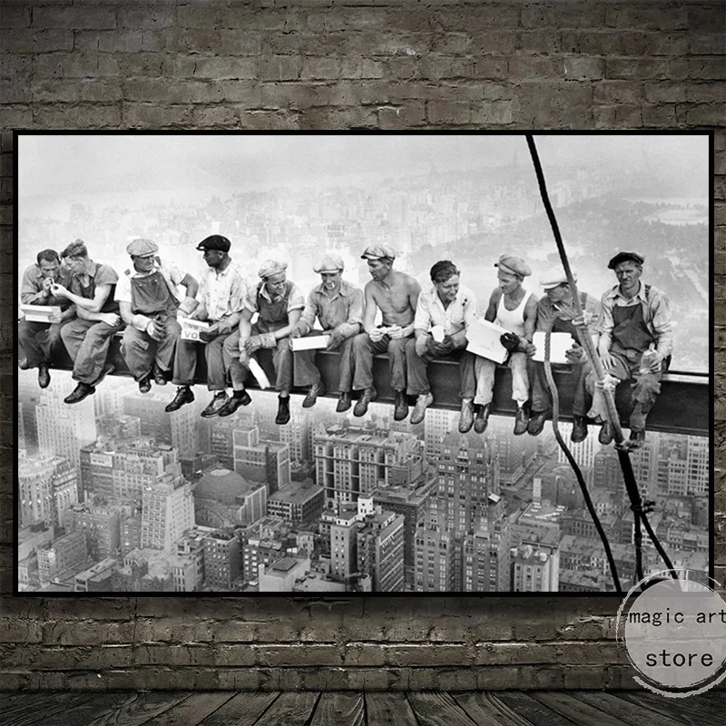 Retro 1932 Having Lunch Atop A Skyscraper New York
