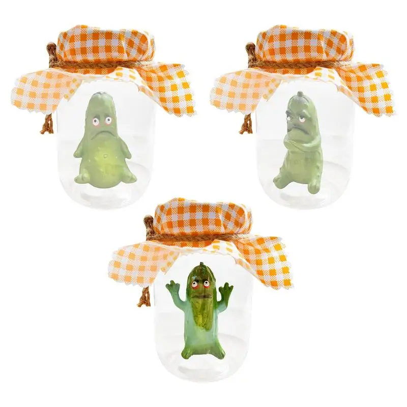 

Фигурка маринования в баночке, забавная настольная фигурка огурца, креативная скульптура маринования, эмоциональная поддержка, маринование с яркими выражениями