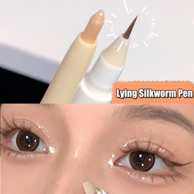 

1PCS Double-headed Glitter Lying Silkworm Pencil Pearlescent Matte Eyeshadow Highlighter Stick Waterproof Lasting Eyes Cosmetics