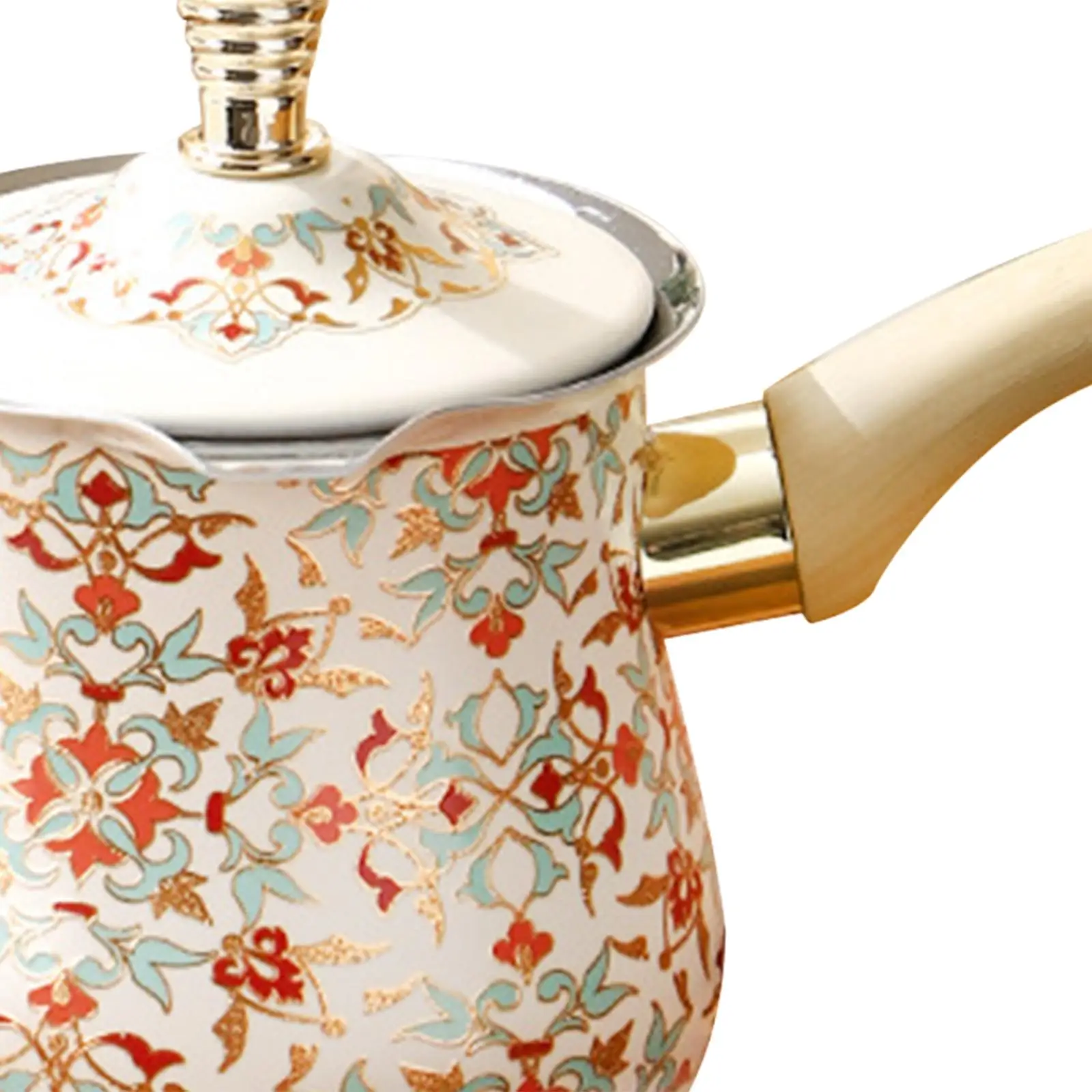 Turkish Coffee Pot With Long Wooden With Lid Arabic Heavy Duty 550/720Ml