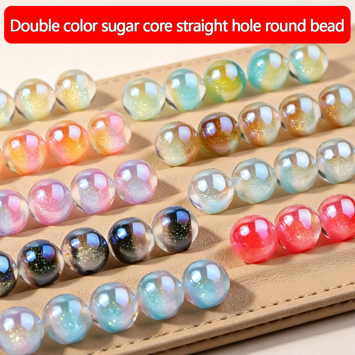 Multicolor Sugar Core Round Resin Beads for Jewelry Making - 12mm