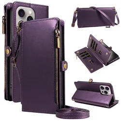 Versatile Flip Cover Wallet Case with Card Slots, Crossbody Strap, Zipper Coin Pocket, and Stand Function in Premium Faux Leather - Redmi Note 8 (Purple)