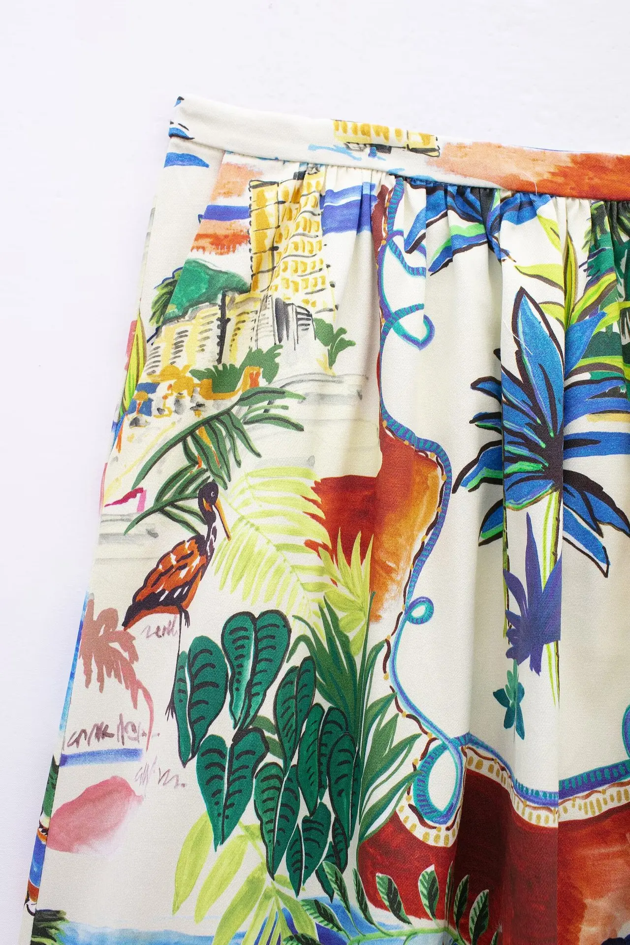 Retro print suit beach vacation loose shirt A-line pleated long dress women's casual 2-piece suit 2024 women's spring and summer